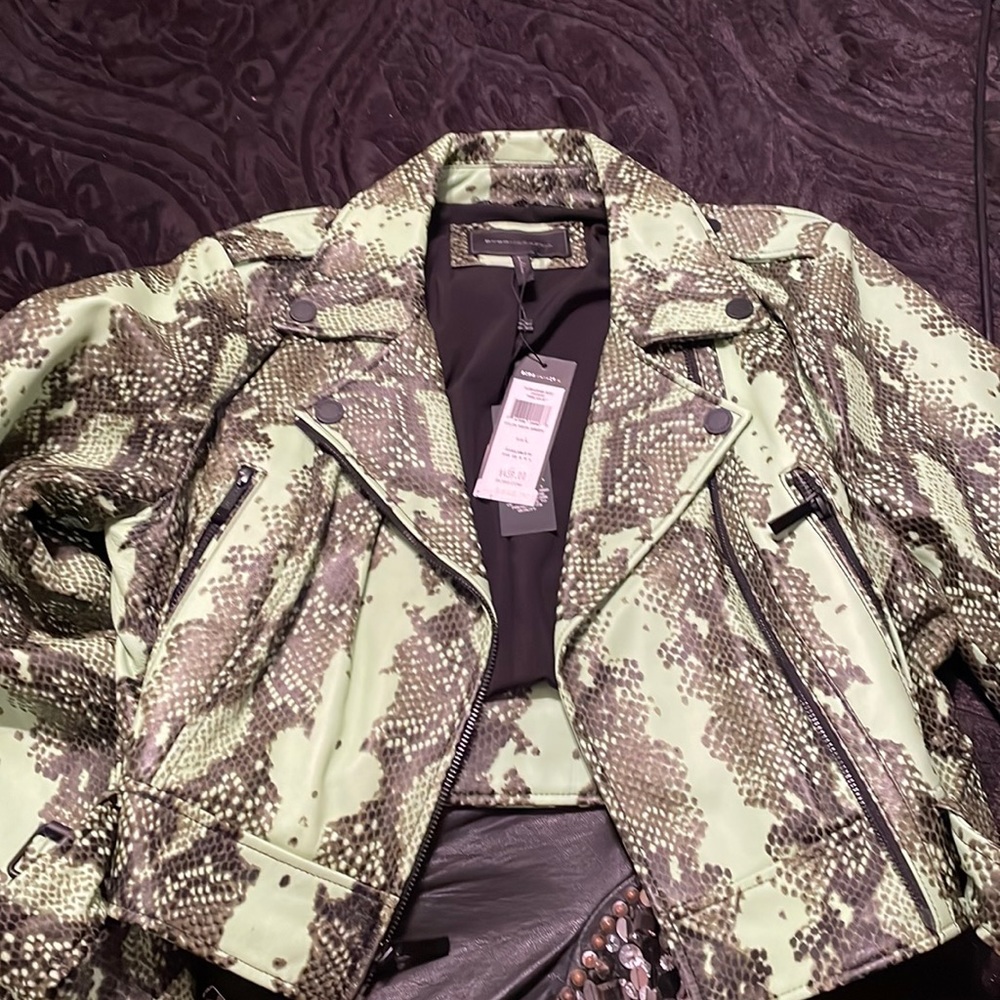 Neon green leather Bcbg Maxazria jacket